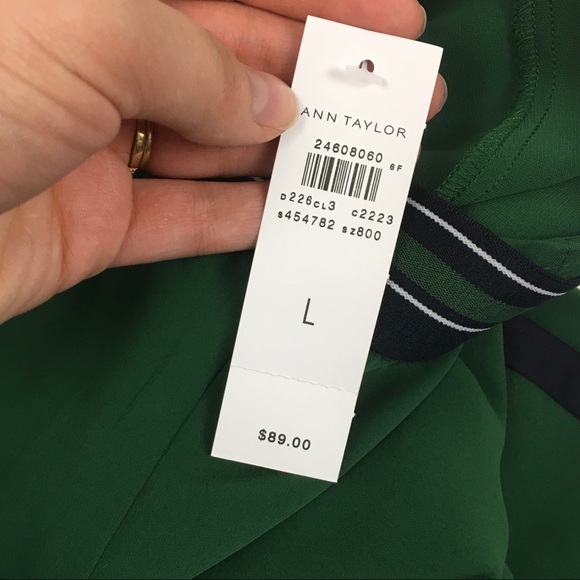 Ann Taylor drapey track pant green dolphin hem NEW - Picture 8 of 8